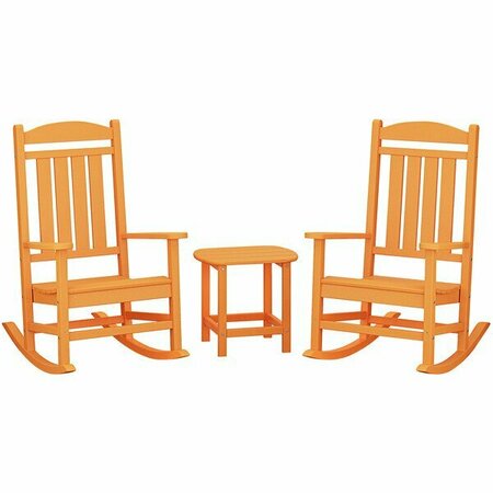 POLYWOOD Presidential Tangerine Patio Set with South Beach Side Table and 2 Rocking Chairs 633PWS1661TA